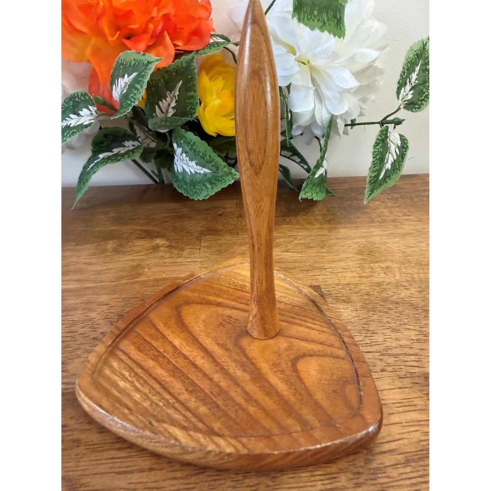 Vintage Mid-Century Modern Wooden Paper Towel Toilet Paper Holder Stand‎ - Picture 5 of 6